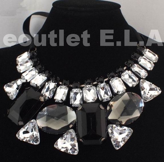 SEXY HUGE BLING STONES N RIBBON NECKLACE